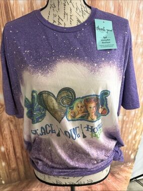 Bleached Purple Graphic with Hocus Pocus Heart great for Halloween